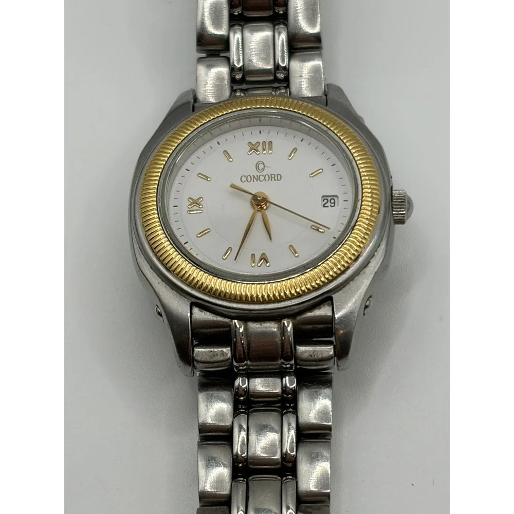 Concord Two Tone Steeplechase Dial 18k Ladies quartz Watch V60 New battery